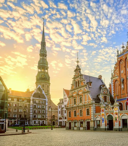 Old Town of Riga on dramatic sunrise - Latvia