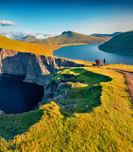Trekking to Sorvagsvatn lake, Faroe-Islands Denmark